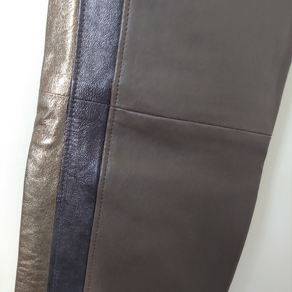 Brunello Cucinelli Leather Pants Side Stripe Espresso Green Size 2 - Picture 10 of 16